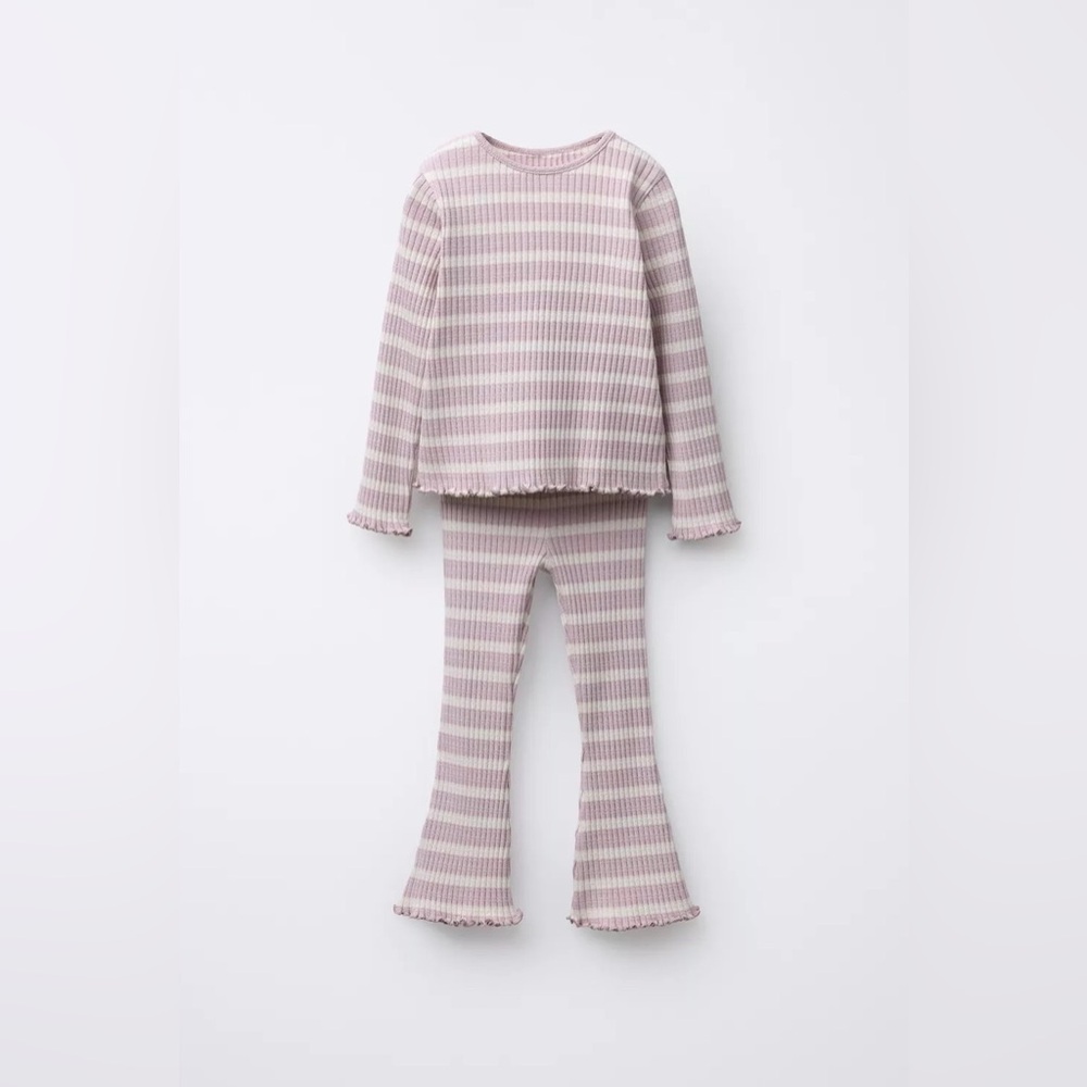 Zara Kids matching  Set - Lavender and White Stripes